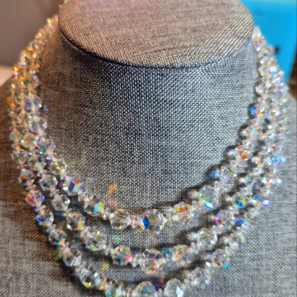 Vintage Aurora Borealis Bead Necklace